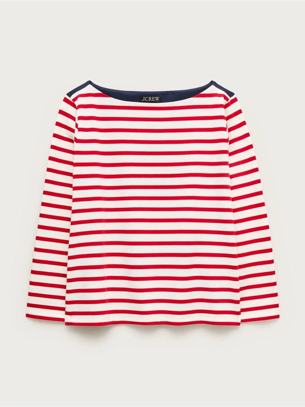 nwt j.crew boatneck tshirt in striped heavyweight cotton red white blue xs $80